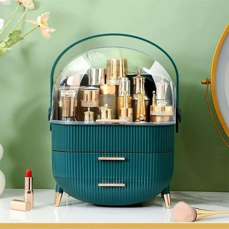 Dust-Proof Large Capacity Makeup Storage Box With Handle