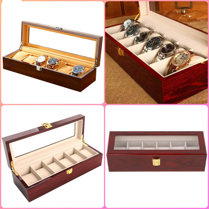 6 Slots Wooden Watch Box